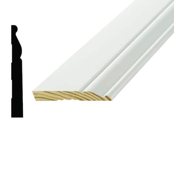 Alexandria Moulding WM805A 9/16 in. x 4-1/4 in. Primed Pine Finger-Jointed Base Moulding