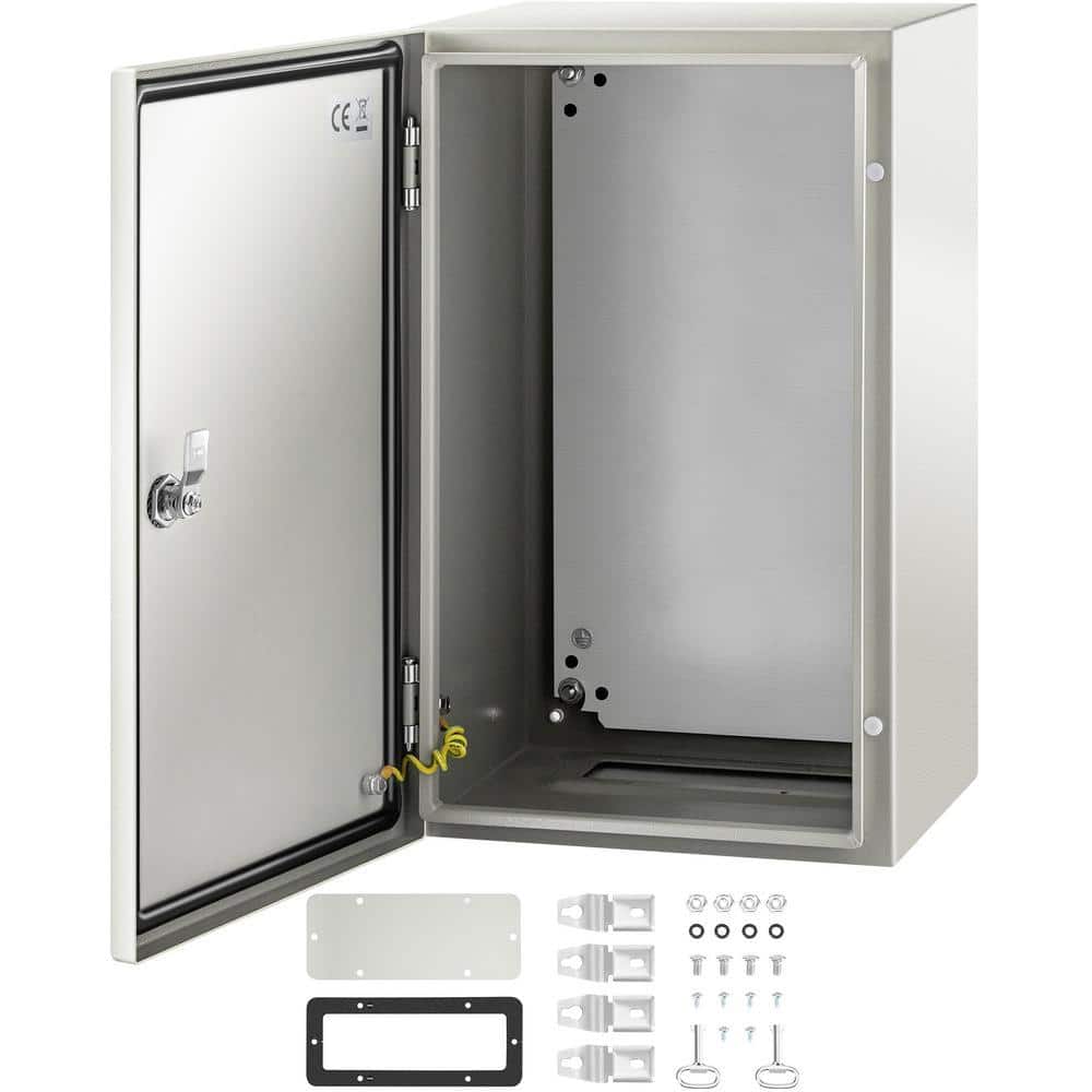 VEVOR Electrical Enclosure 20 in. x 12 in. x 10 in. NEMA 4X Carbon Steel Junction Box with Mount Plate Reinforced Lock Hinge (Cl7FjKz9Yp5WgJJ)