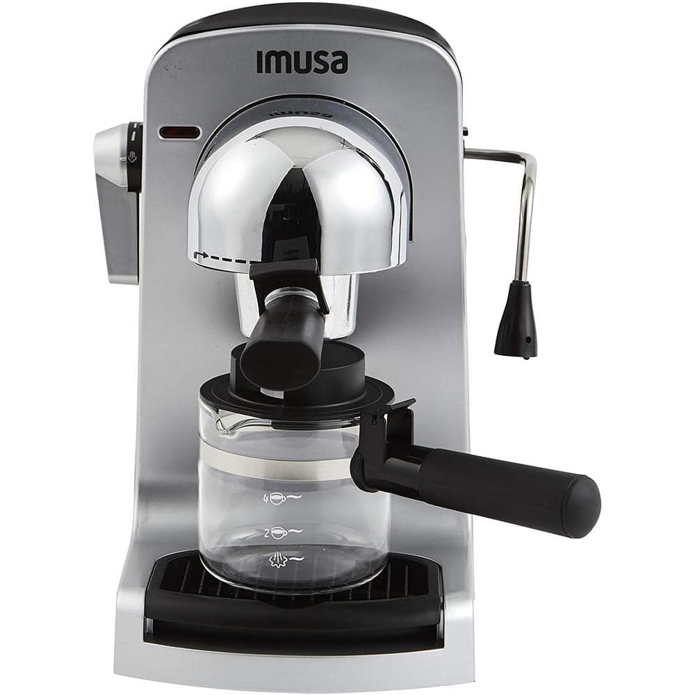 IMUSA 4-Cup Grey Espresso and Cappuccino Machine with Milk