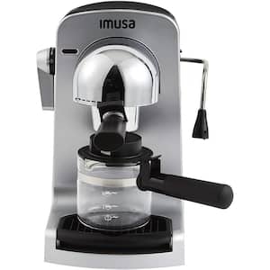 4-Cup Grey Espresso and Cappuccino Machine with Milk Frothier