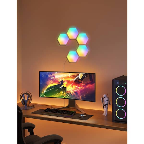  LED Hexagon Lights, Smart Hexagon Wall Lights App & Remote  Control,LED Light Panels Gaming Lights for Wall Music Sync,DIY Geometry RGB  Room Lights for Gaming Room Living & Bedroom Streaming,7