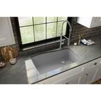 Undermount Quartz Composite 33 in. Single Bowl Kitchen Sink in Grey