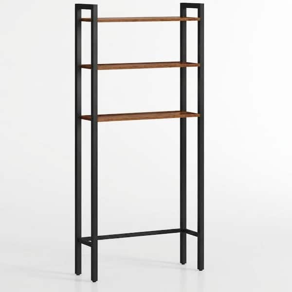 3-Tier Freestanding Bath Organizer Shelf Over Toilet Space-Saving Storage Rack 14 x 25 x 64 in Rustic