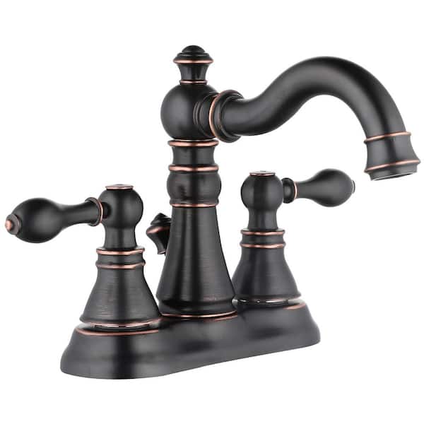Fontaine by Italia Bagneux 4 in. Centerset Double Handle Traditional Bathroom Faucet with Drain Kit in Oil Rubbed Bronze