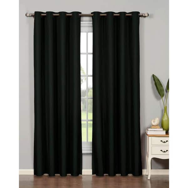 Bella Luna Semi-Opaque Emma Microfiber Extra Wide 84 in. L Room Darkening Grommet Curtain Panel Pair, Black (Set of 2)