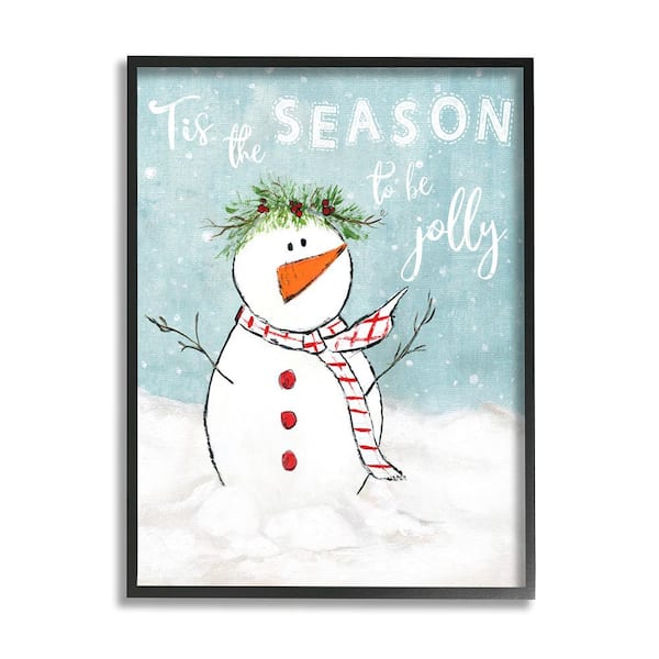 Stupell Industries Tis the Season Snowman by Janet Tava 1-Piece Framed Graphic Print Typography Poster Art Print 20 in. x 16 in.