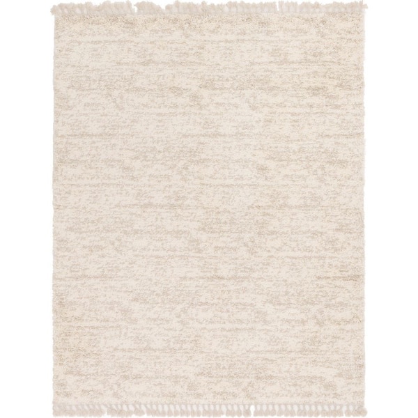 Unique Loom Hygge Shag Misty Ivory 8 ft. x 10 ft. Area Rug