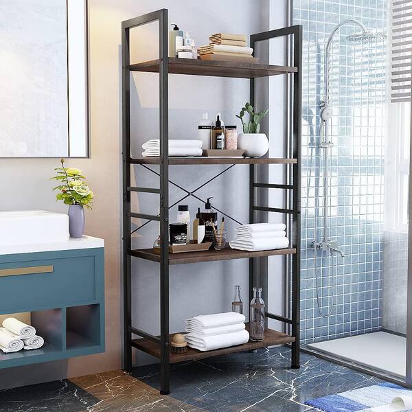 Ladder Shelf 54.3" Bookshelf Industrial Bookcase Bathroom Cabinet 4 Shelves 