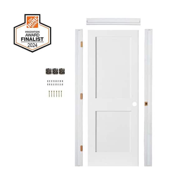 Krosswood Doors DIY RTA Kit 30 in. x 80 in. Shaker 2-Panel Left-Hand Primed Solid Core MDF Wood Single Ready To Assemble Interior Door