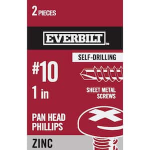 #10 x 1 in. Phillips Pan Head Sheet Metal Screws (2 per Pack)