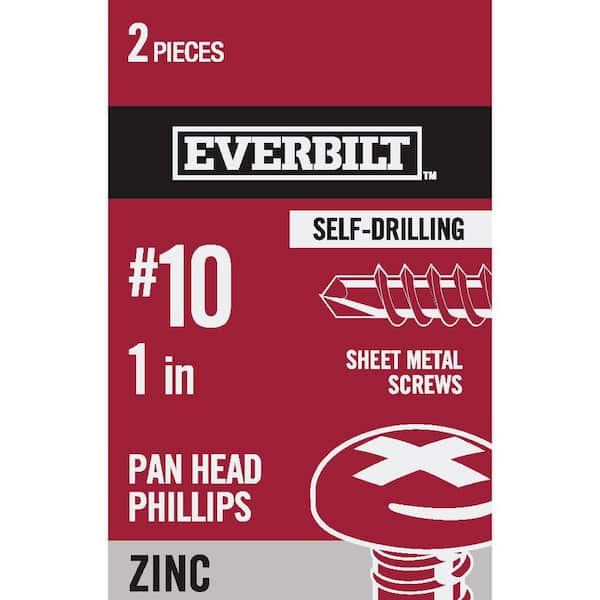 Everbilt #10 x 1 in. Phillips Pan Head Sheet Metal Screws (2 per Pack)