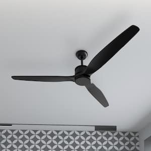 60 in. Ceiling Fans Black Indoor/Outdoor Use 3 Wooden Blade Propeller with Remote Control, DC Motor, 6-Speed Adjustable