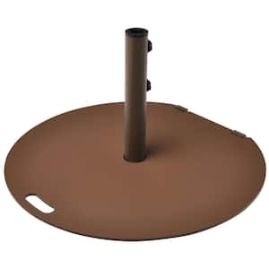 50 lbs. Metal Plastic Patio Umbrella Base in Brown Round with Wheels