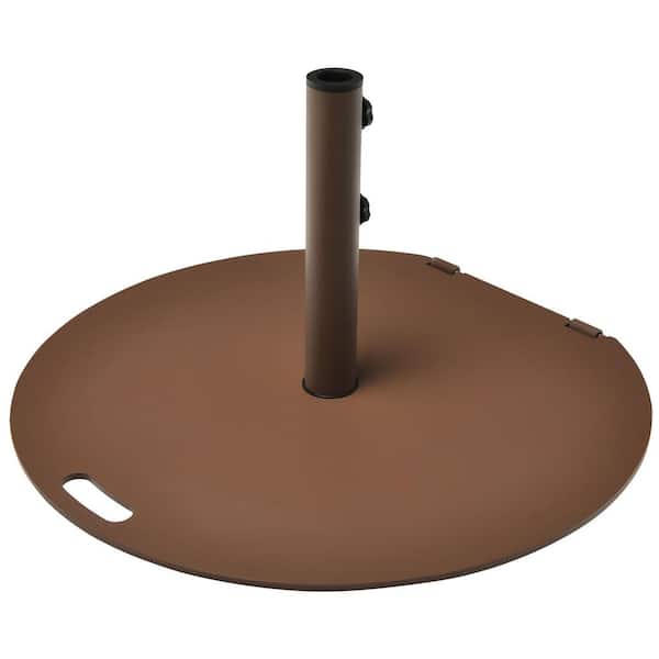 Costway 50 lbs. Metal Plastic Patio Umbrella Base in Brown Round with Wheels
