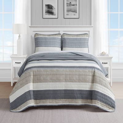 Nautica Vessey 1-Piece Dark Gray Striped Cotton Twin Quilt 217146 - The  Home Depot