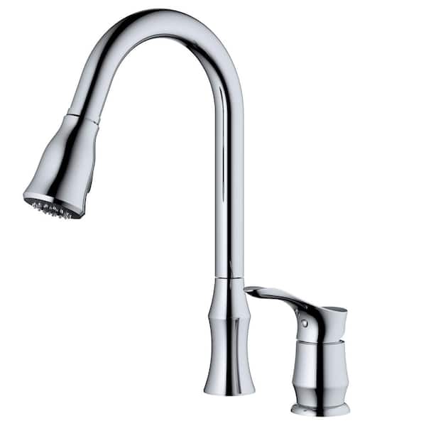 Karran Hillwood Single Handle Pull Down Sprayer Kitchen Faucet in Polished Chrome