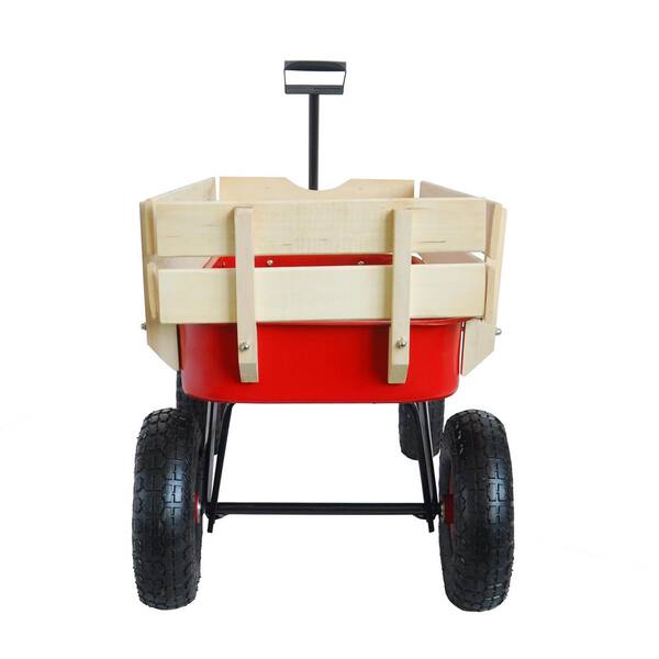 3 cu. ft. Outdoor Steel Shopping Utility Wagon Garden Cart in Red Wheel