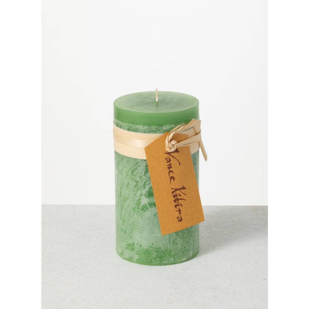 Vance Kitira 6 in. Aloe Timber Pillar Candle CT246ALOE The Home Depot