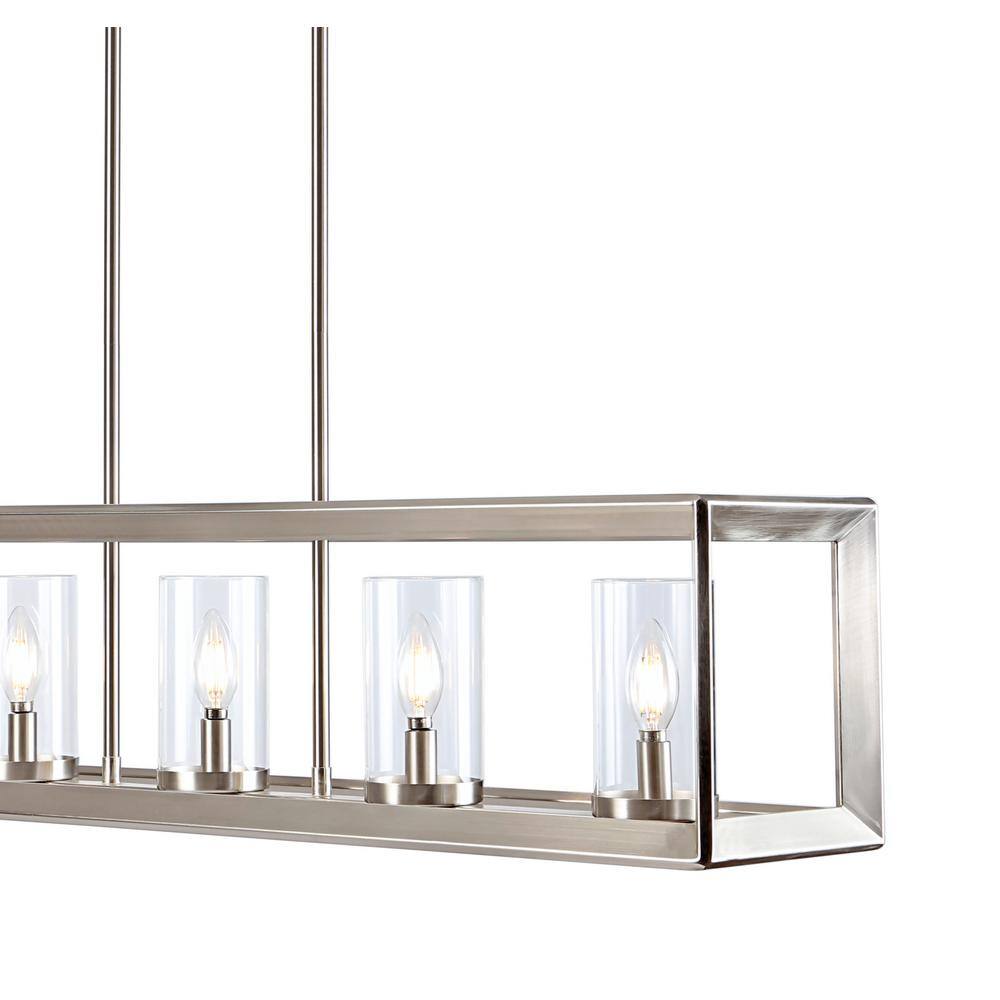Anna 38.5" Nickel Linear 5-Light LED Glass Pendant