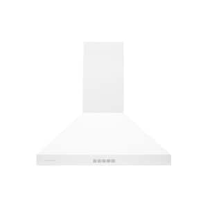 30 in. Convertible Wall Mount Range Hood with Changeable LED Dishwasher Safe Baffle Filters in Matte White