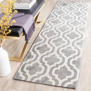 Grey/White Trellis Pattern runner 67cm/2'2'' Wide.Washable Rugs/Hall/Stairs 