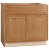 Hampton 36 in. W x 24 in. D x 34.5 in. H Assembled Sink Base Kitchen Cabinet in Medium Oak