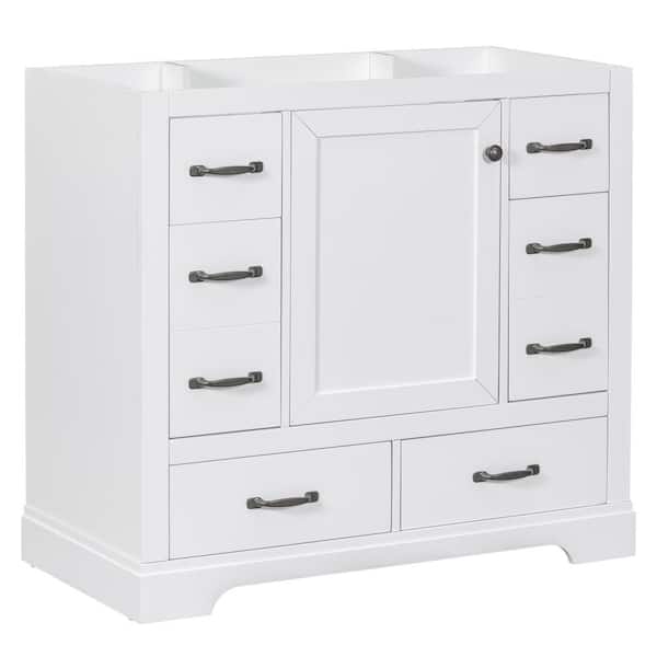 Dimakai 35.50 in. W x 17.90 in. D x 33.00 in. H Bath Vanity Cabinet without Top in White Unassembled