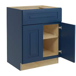 Grayson Mythic Blue Painted Plywood Shaker Assembled Bath Cabinet Soft Close 27 in W x 21 in D x 34.5 in H