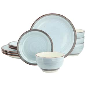 Holcomb 12-Piece Ceramic Dinnerware Set in Light Blue