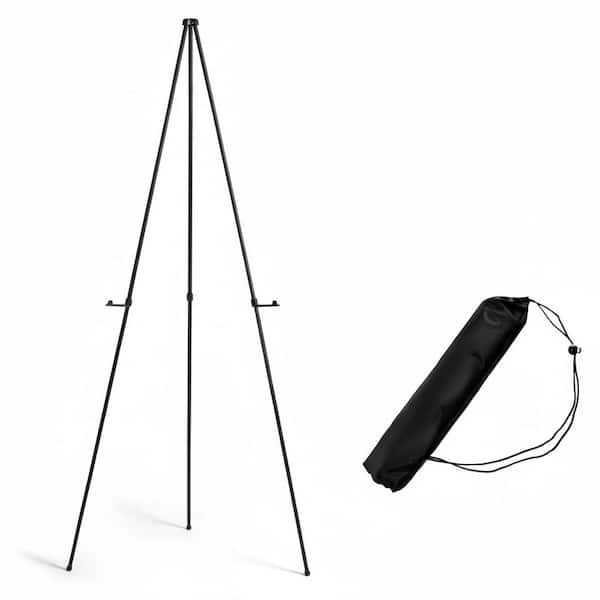 1 Pack Foldable Metal Easel Stand with Adjustable Height Non-Slip Base for Painting Display Sign Poster Black