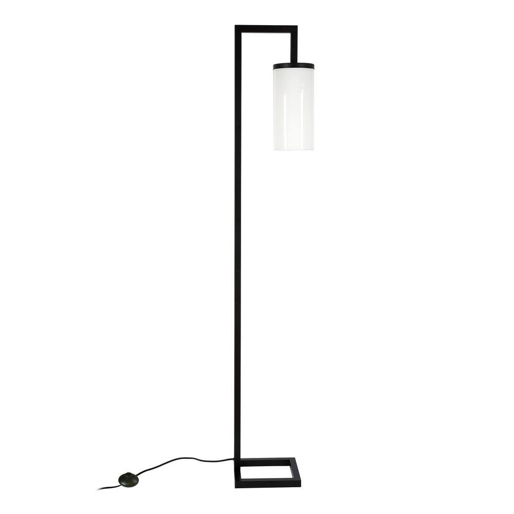 67.75" Blackened Bronze Floor Lamp with White Glass Shade