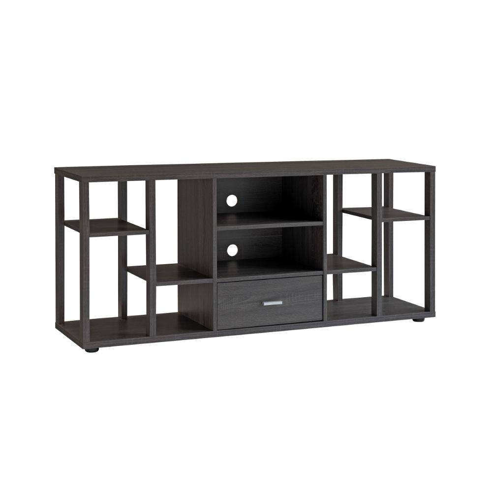 Benjara 60 in. Gray Wood TV Stand Fits TVs 65 in. with