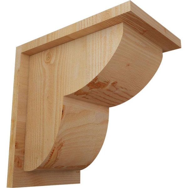 Ekena Millwork 8 in. x 12 in. x 12 in. Douglas Fir Crestline Rough Sawn Corbel with Backplate