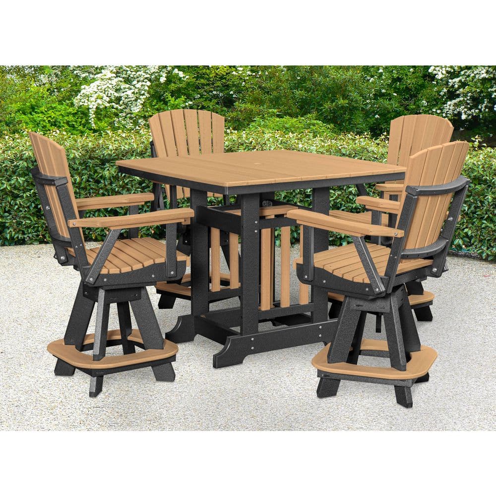 Adirondack Series Black 5-Piece High Density Poly Ethylene Plastic Square Counter Height Outdoor Dining Set price history on PriceWatchPro