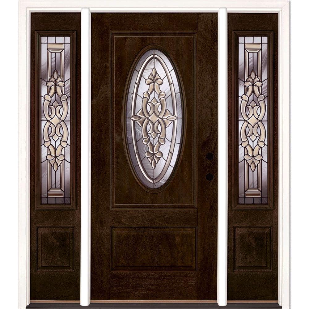 63.5 in.x81.625in.Silverdale Patina 3/4 Oval Lt Stained Chestnut Mahogany L