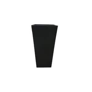 28 in. H Square Burnished Black Concrete/Fiberglass Indoor Outdoor Modern Tall Tapered Planter