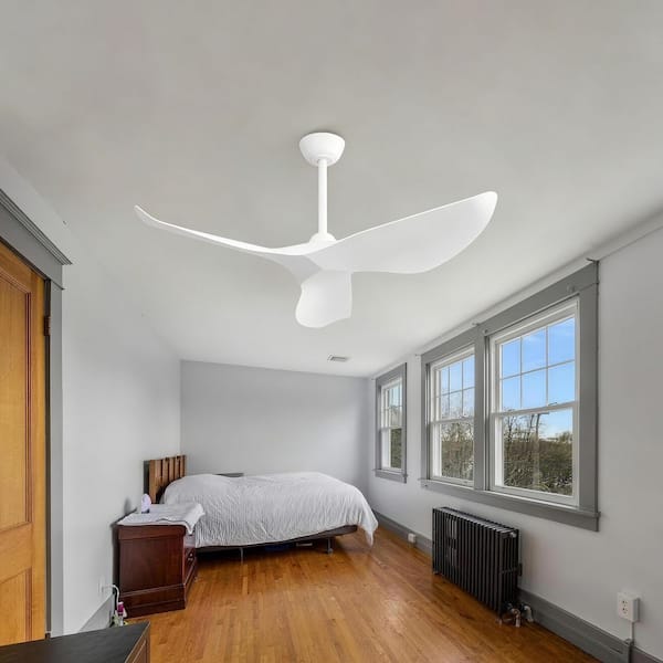 38 in. White 3 ABS Blades Downrod Standard Outdoor Ceiling Fan with Remote Control Included