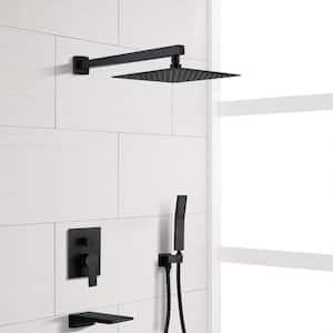 3-Spray Patterns with 1.8 GPM 12 in. Wall Mount Dual Shower Heads with 360-Degree Rotation in Matte Black