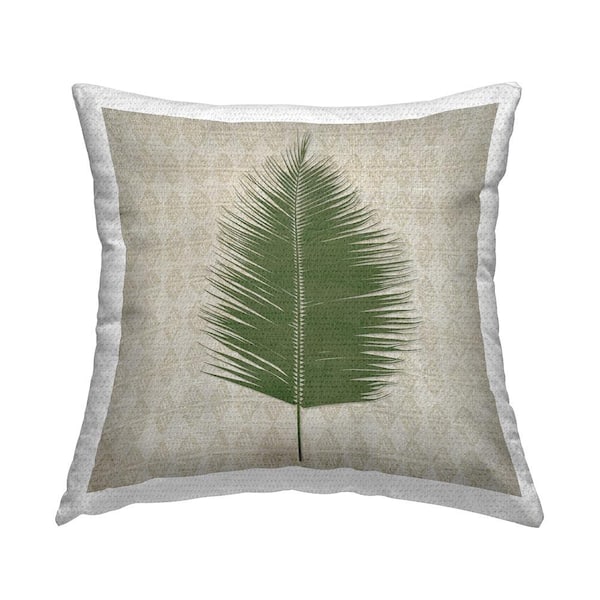 Stupell Industries Boho Leaf Patterned Green Square Outdoor Throw Pillow