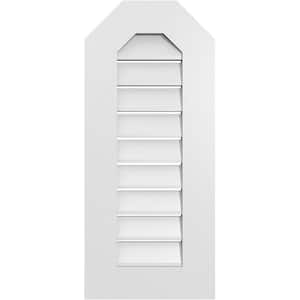 14 in. x 32 in. Octagonal Top Surface Mount PVC Gable Vent: Functional with Standard Frame
