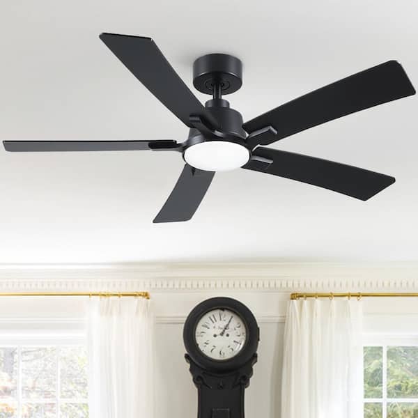 Modern Farmhouse 52 in. Indoor Black Ceiling Fan with Integrated LED Light, Remote Control and 5 Reversible Blades