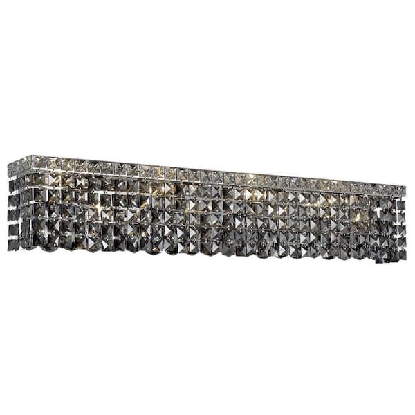 Elegant Lighting 8-Light Chrome Sconce with Silver Shade Grey Crystal
