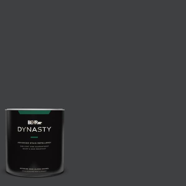 BEHR DYNASTY 1 qt. Home Decorators Collection #HDC-MD-04 Totally Black Semi-Gloss Enamel Interior Stain-Blocking Paint & Primer