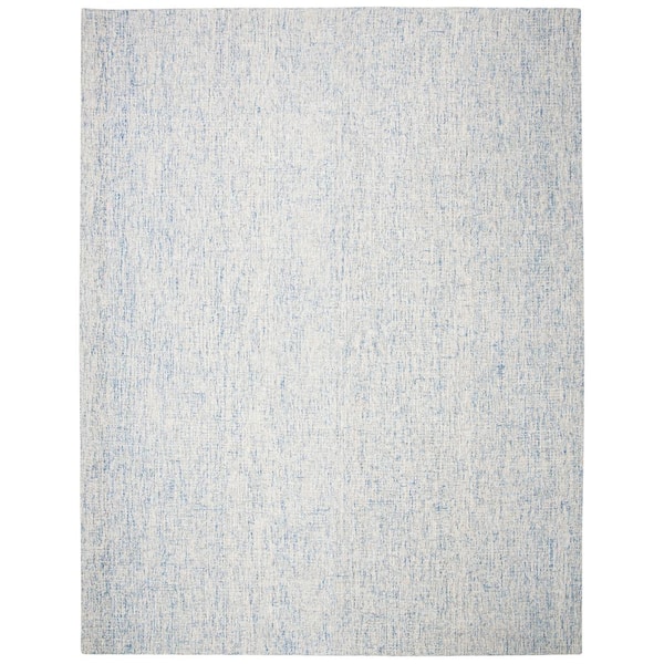 Abstract Ivory/Blue 10 ft. x 14 ft. Geometric Speckled Area Rug