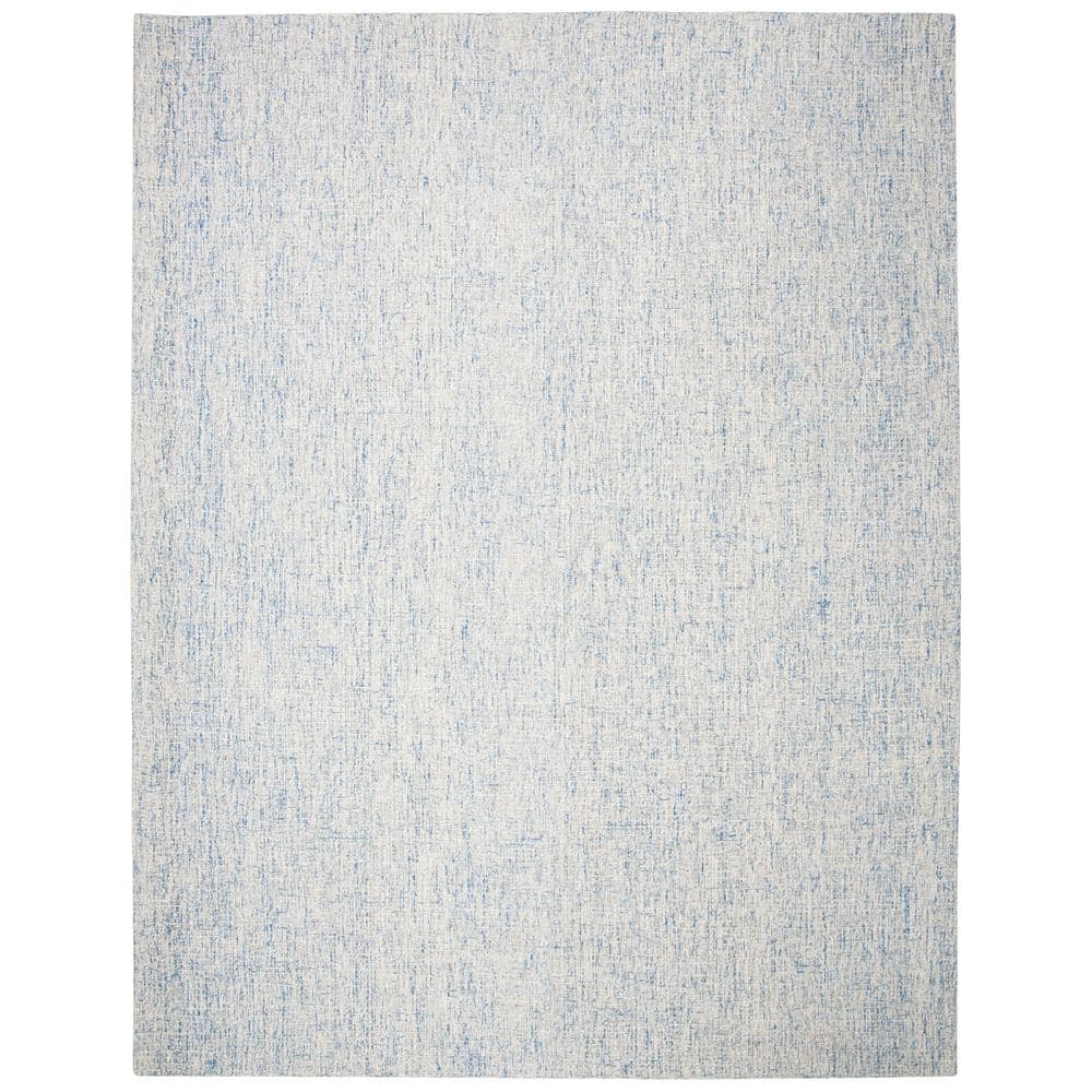 Ivory & Blue Abstract Hand-Tufted Wool Blend Area Rug 8' x 10'