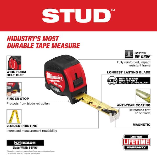 25 ft. x 1-5/16 in. Gen II STUD Magnetic Tape Measure with 17 ft. Reach