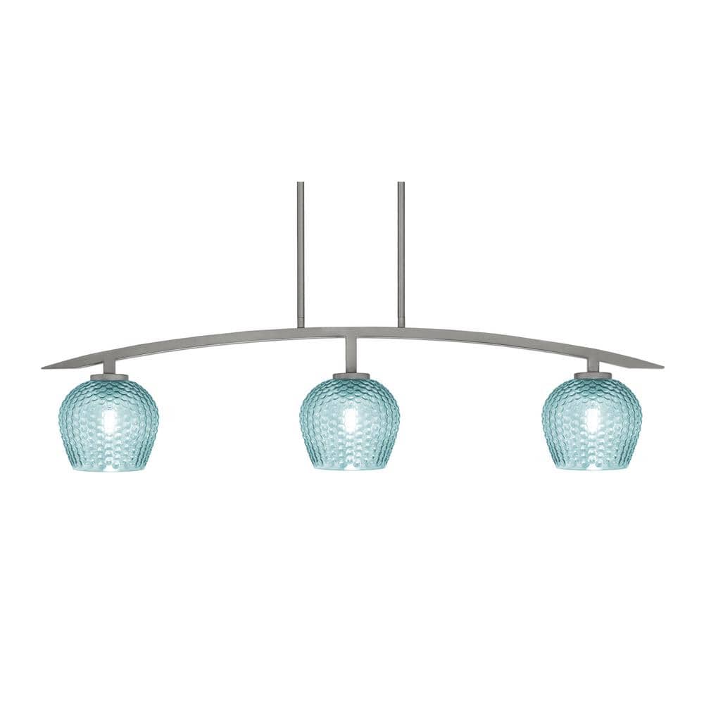 Siena 41 in. 3-Light Graphite Chandelier with 6 in. Turquoise Textured Glas