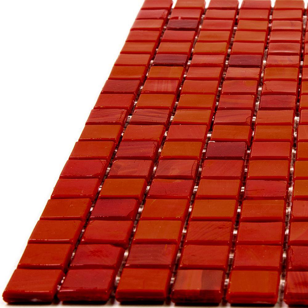 Rose Red Iridescent Glass Mosaic Wall and Floor Tile