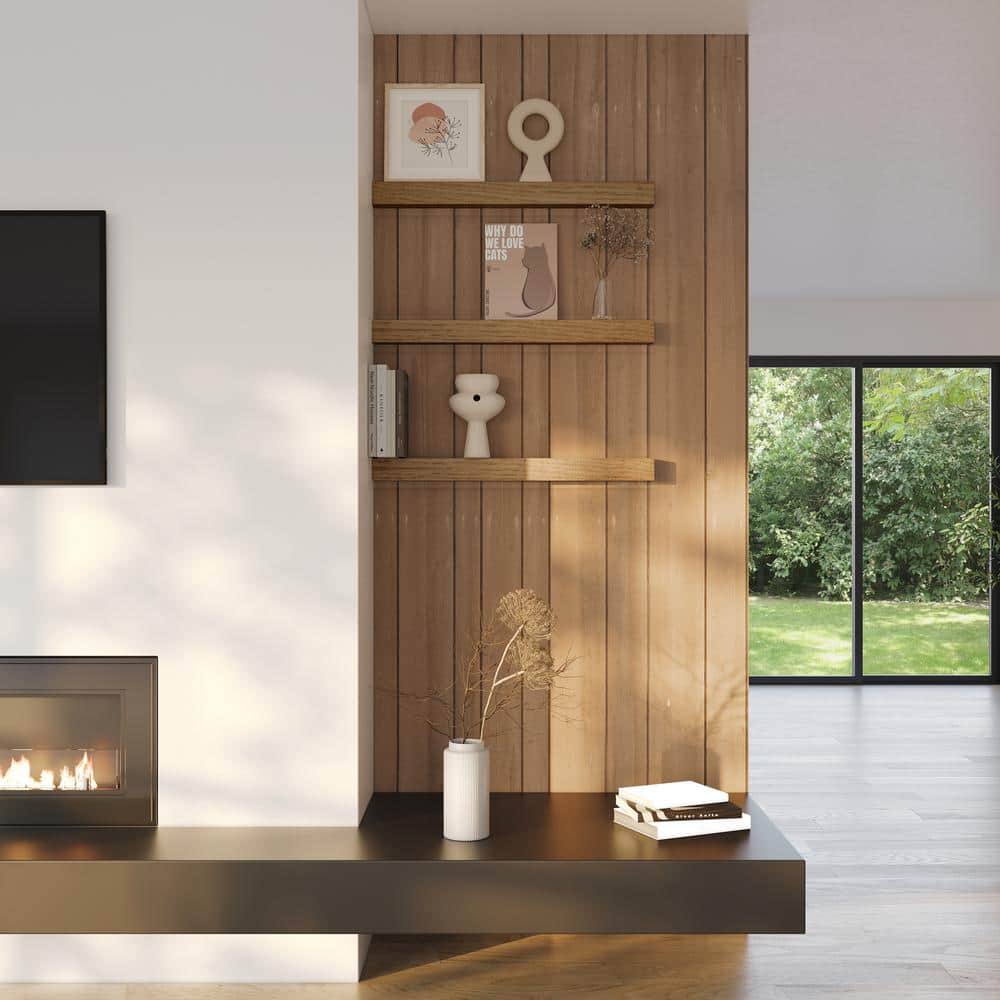 White Oak Floating Wall Shelf for Kitchen and Living Room