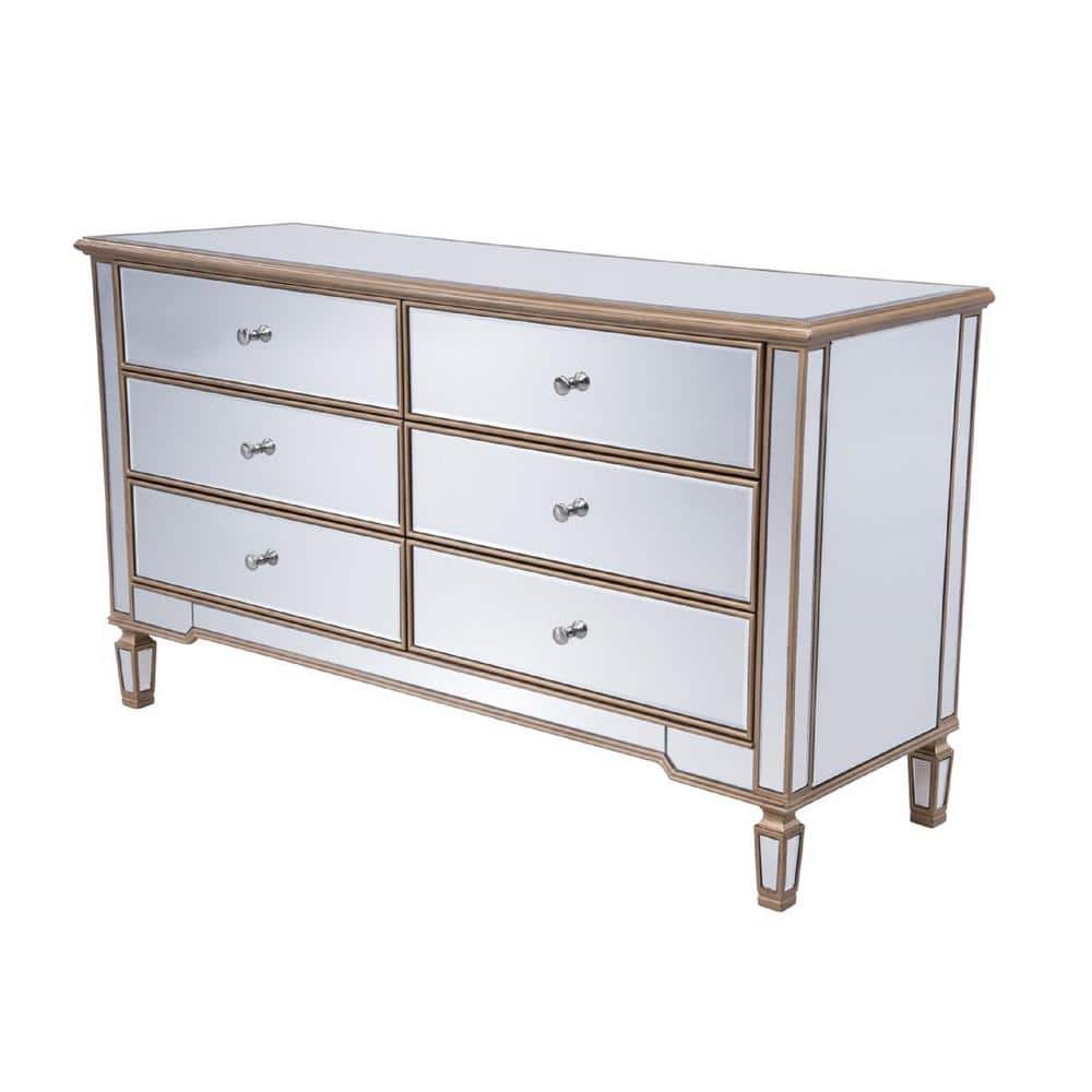 34 in. H x 60 in. W x 20 in. D Timeless Home 6-Drawer in Hand Rubbed Antiqu